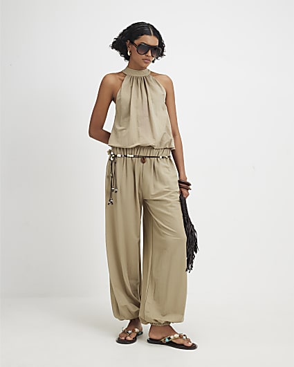 Khaki Balloon Leg Trousers