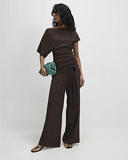 Brown Tie Waist Trousers