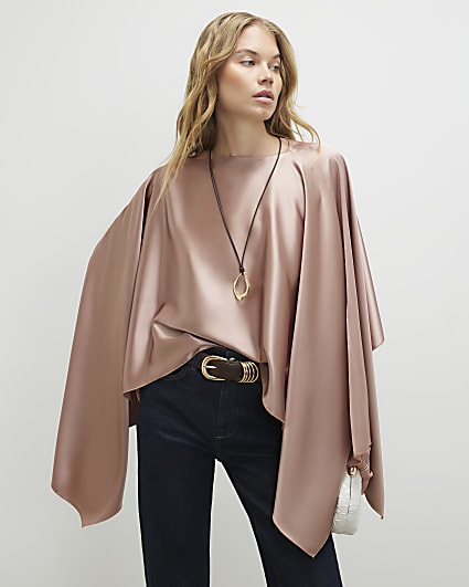 Pink Satin Waterfall Cape