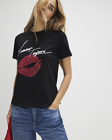Black L'amour Lips T-Shirt