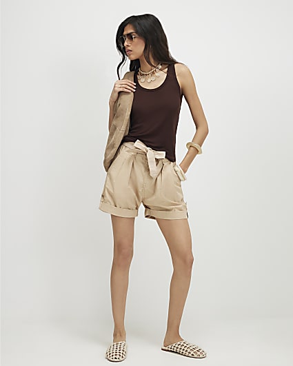 Brown Semi Sheer Tank Top