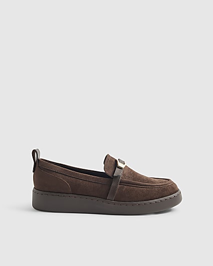 Brown Buckle Detail Sports Loafers