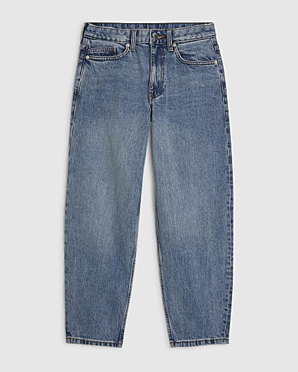 Petite Blue Barrel Leg Jeans