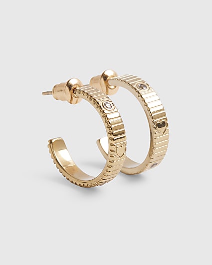 Gold Stainless Steel Heart Hoop Earrings