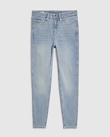 Petite Blue Contrast Stitch Skinny Jeans