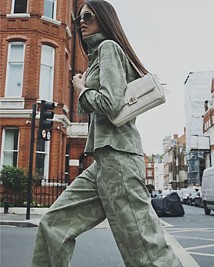 Khaki Denim Camo Print Long Sleeve Shirt