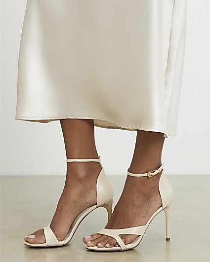 Cream Barely There Heeled Sandals