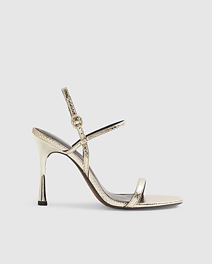 Gold Open Back High Heeled Sandal