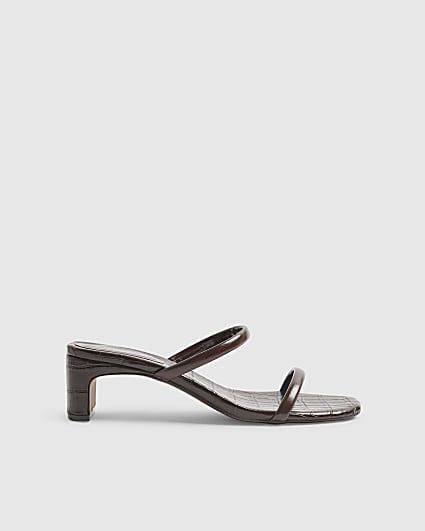 Brown Croc Print Mule Sandals