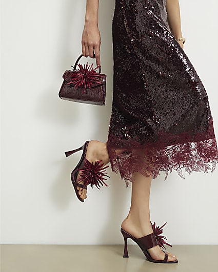 Red Perspex Flower Heeled Mules