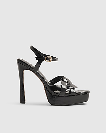 Black Twisted Heeled Sandals