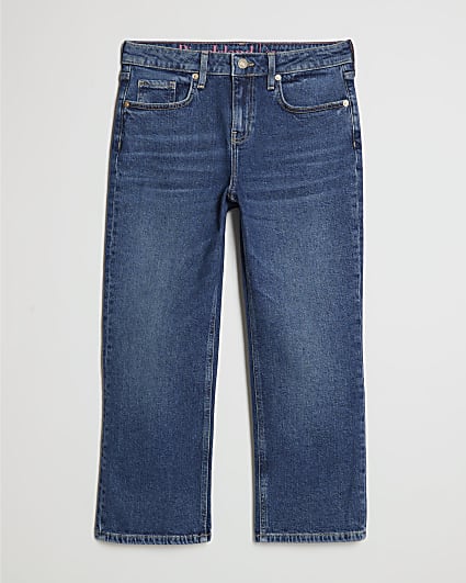 Petite Blue Cropped Kick Flare Jeans