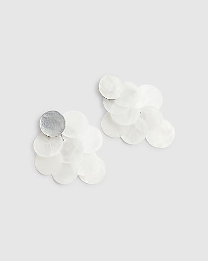 White Shell Stud Earrings
