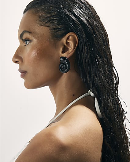 Black Ammonite Shell Earrings