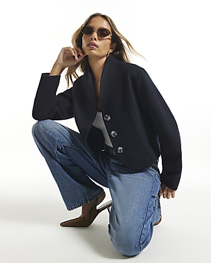 Navy Button Front Jacket