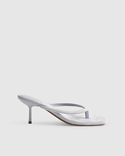 Blue Toe Thong Low heel Sandals