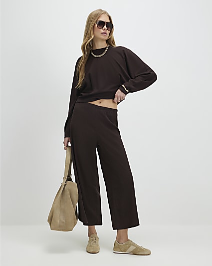 Brown Textured Culottes