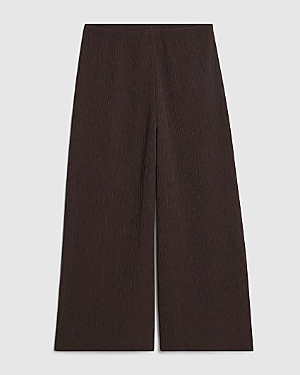 Petite Brown Pull On Textured Culottes