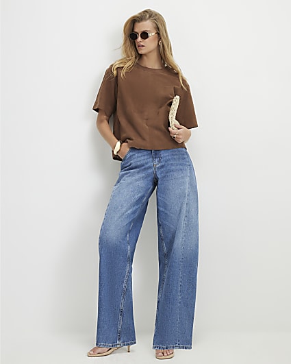 Blue Oversized Barrel Leg Jeans