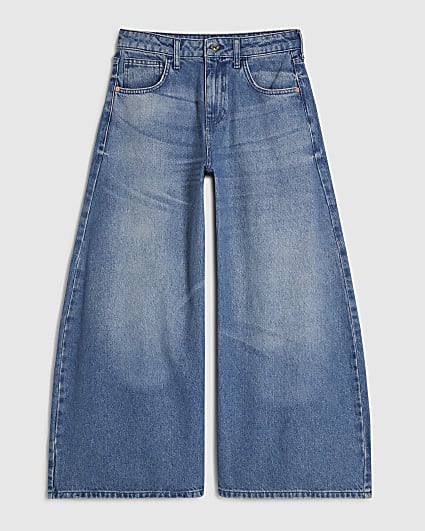 Petite Blue Horseshoe Barrel Leg Jeans