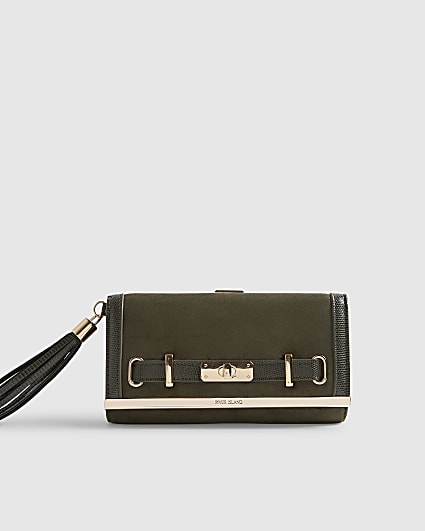 Green Front Lock Tassel Purse