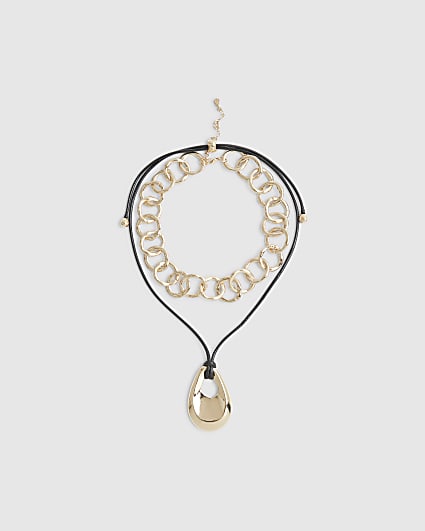 Gold Cord Chain Multirow Necklace