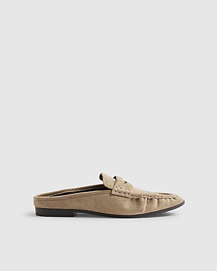 Beige Backless Loafers