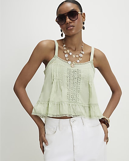 Green Lace Trim Cami