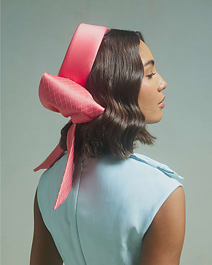 Pink Grace Oversized Bow Satin Pillbox