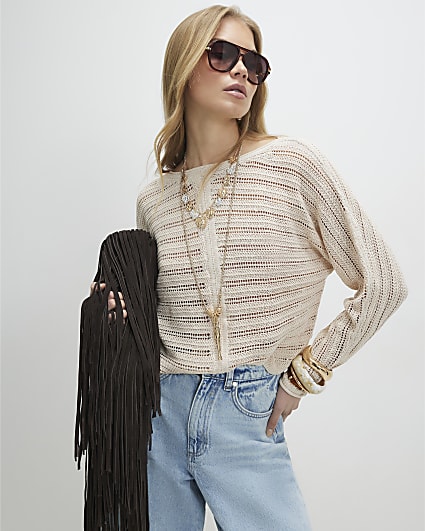 Cream Tape Yarn Knit Jumper