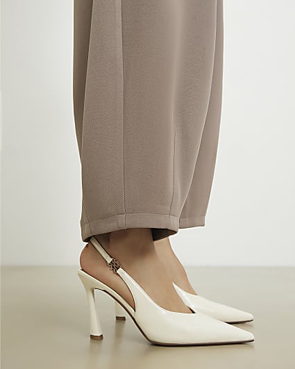 Cream Slingback Logo Court Heels