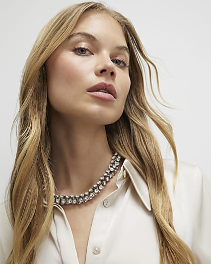 Silver Diamond Simulant Rope Necklace