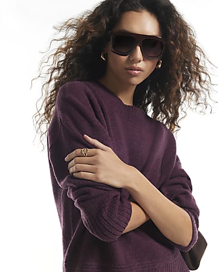 Burgundy Soft Crew Neck Knit Jumper