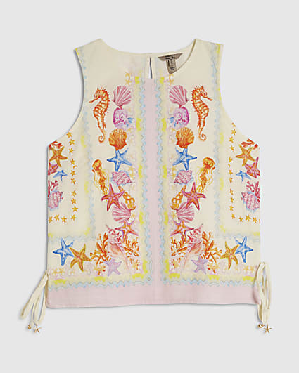 Cream Sea Print Tank Top