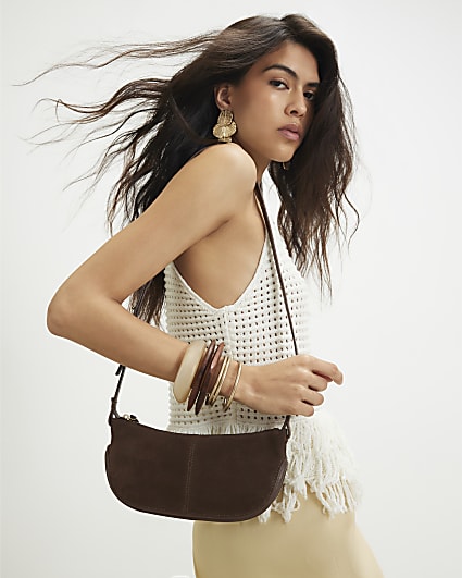 Brown Suede Cross Body Bag