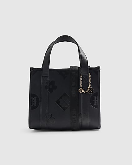 Black Logo Embossed Tote Bag
