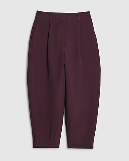 Petite Red Pleat Detail Barrel Leg Trouser