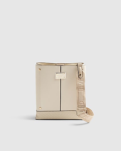 Cream Panelled Triple Compartment Bag
