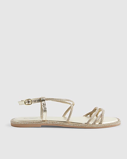 Gold Embellished Flat Sandals