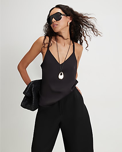 Black Satin Cami Top
