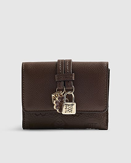 Brown Charm Detail Mini Foldout Purse
