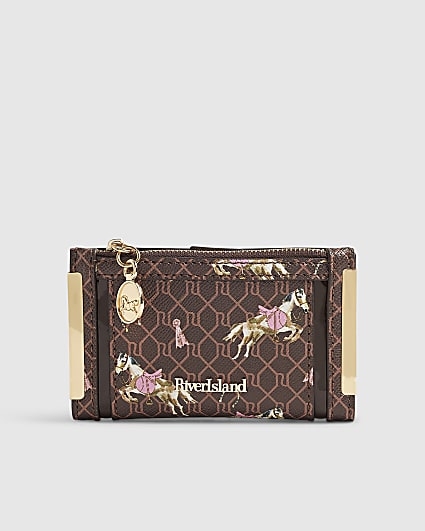 Brown Horse Print Monogram Mini Purse