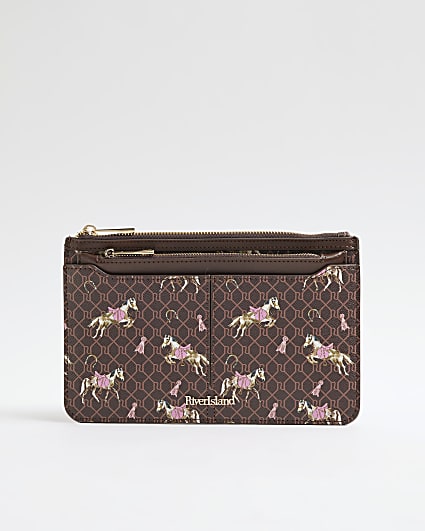 Brown Monogram Horse Print Travel Wallet