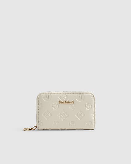 Cream Embossed Monogram Purse