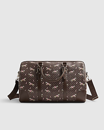 Brown Monogram Horse Print Barrell Bag