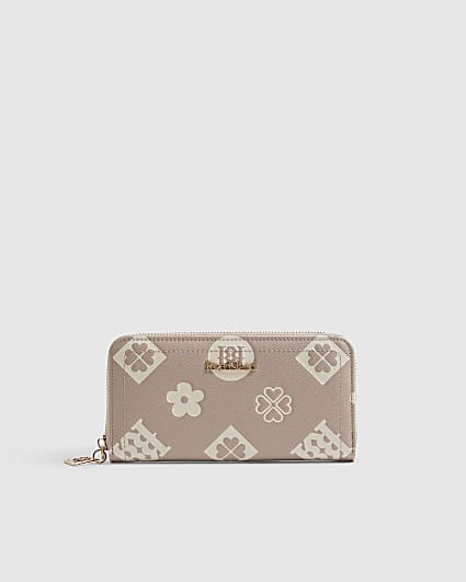Beige Monogram Embossed Purse