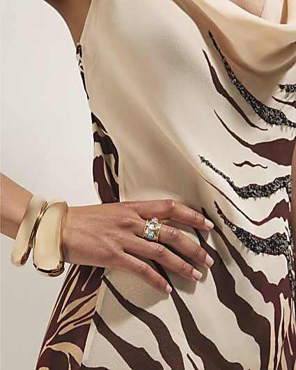 Gold Mixed Stone Ring