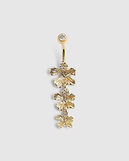 Gold Flower Belly Bar