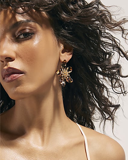 Brown Orchid Earrings