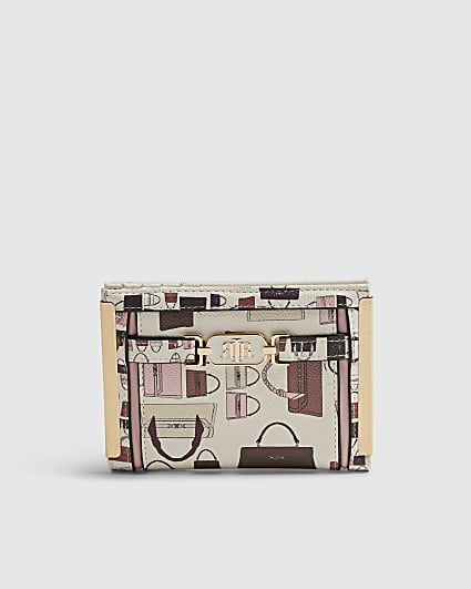 White Tote Bag Print Foldout Purse
